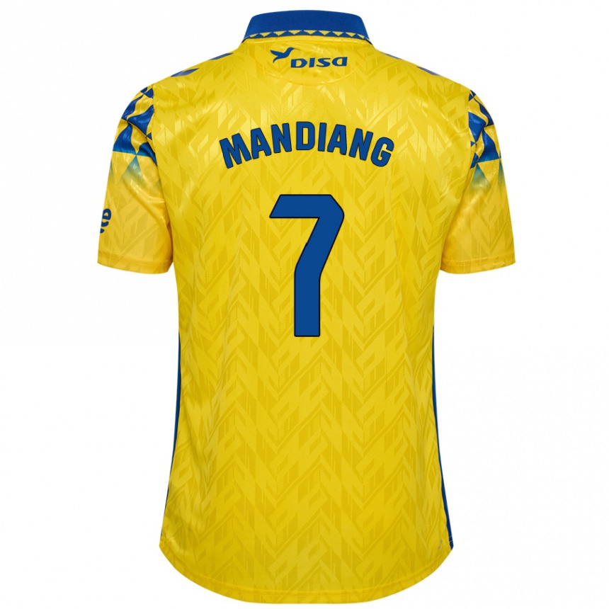 Niño Fútbol Camiseta Saliou Mandiang #7 Amarillo Azul 1ª Equipación 2024/25