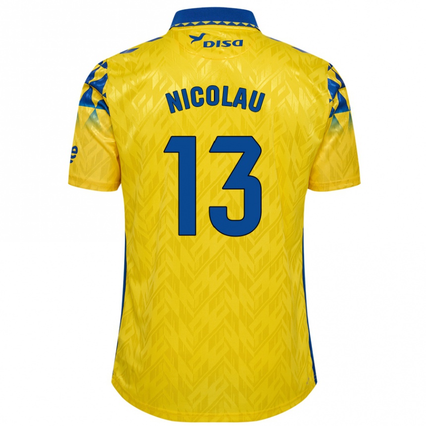 Niño Fútbol Camiseta Nacho Nicolau #13 Amarillo Azul 1ª Equipación 2024/25