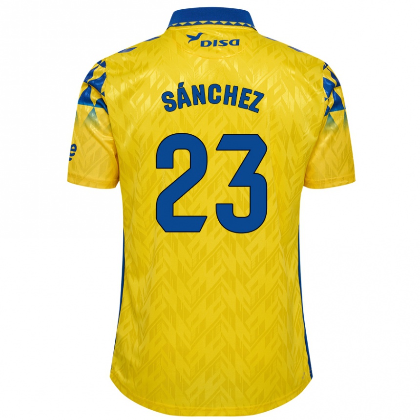 Niño Fútbol Camiseta Omar Sánchez #23 Amarillo Azul 1ª Equipación 2024/25