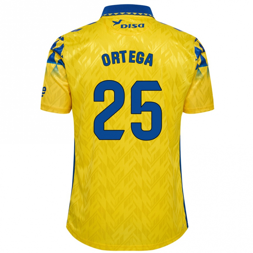 Niño Fútbol Camiseta Edián Ortega #25 Amarillo Azul 1ª Equipación 2024/25