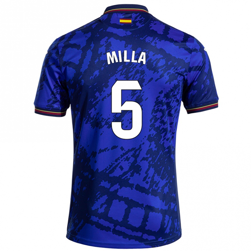 Niño Fútbol Camiseta Luis Milla #5 Azul Más Oscuro 1ª Equipación 2024/25