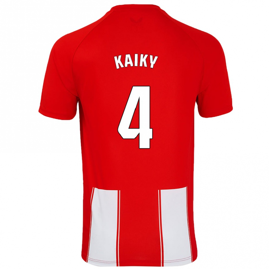 Niño Fútbol Camiseta Kaiky #4 Rojo Blanco 1ª Equipación 2024/25