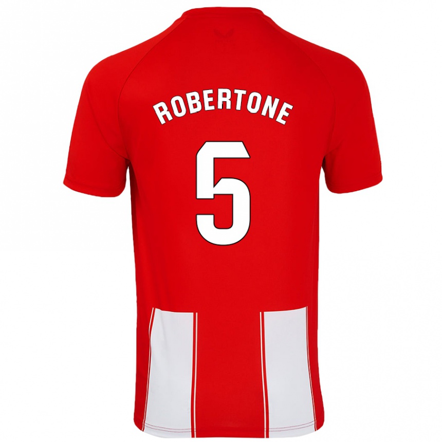 Niño Fútbol Camiseta Lucas Robertone #5 Rojo Blanco 1ª Equipación 2024/25