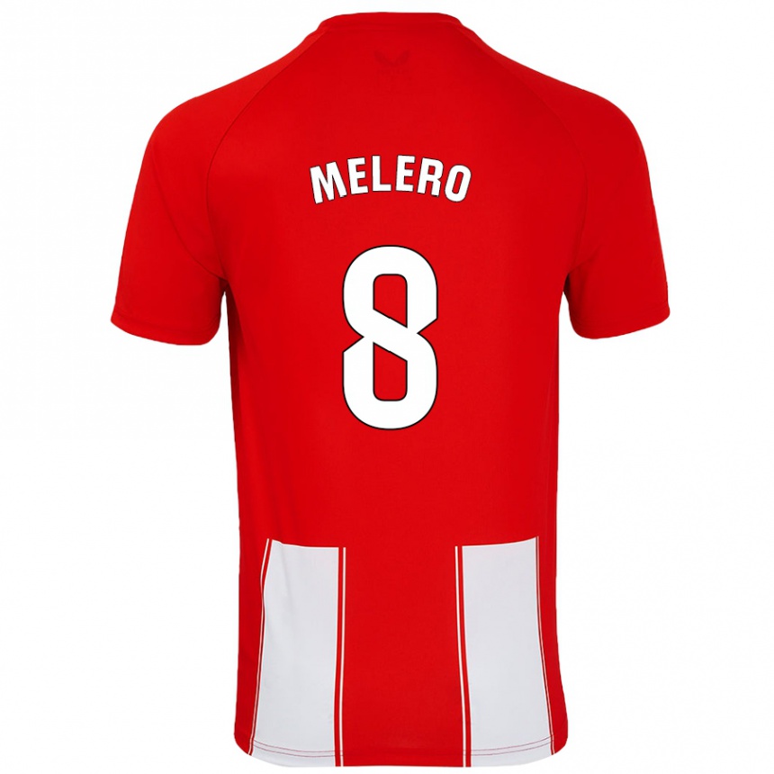 Niño Fútbol Camiseta Gonzalo Melero #8 Rojo Blanco 1ª Equipación 2024/25