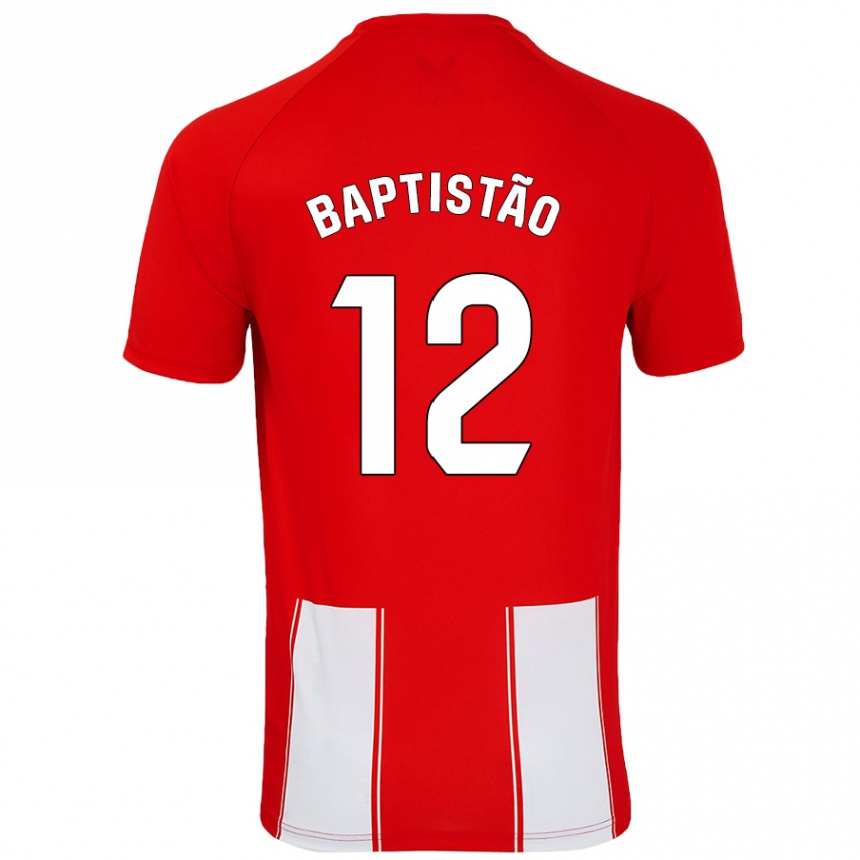 Niño Fútbol Camiseta Léo Baptistão #12 Rojo Blanco 1ª Equipación 2024/25