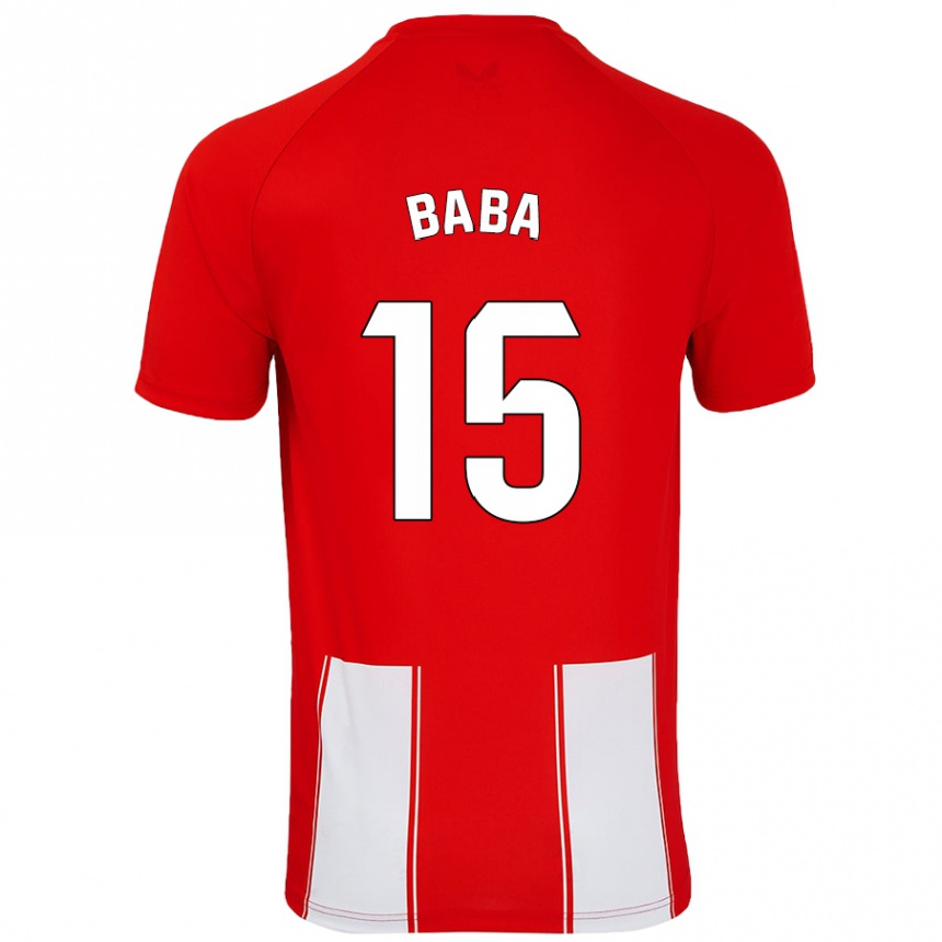 Niño Fútbol Camiseta Iddrisu Baba #15 Rojo Blanco 1ª Equipación 2024/25