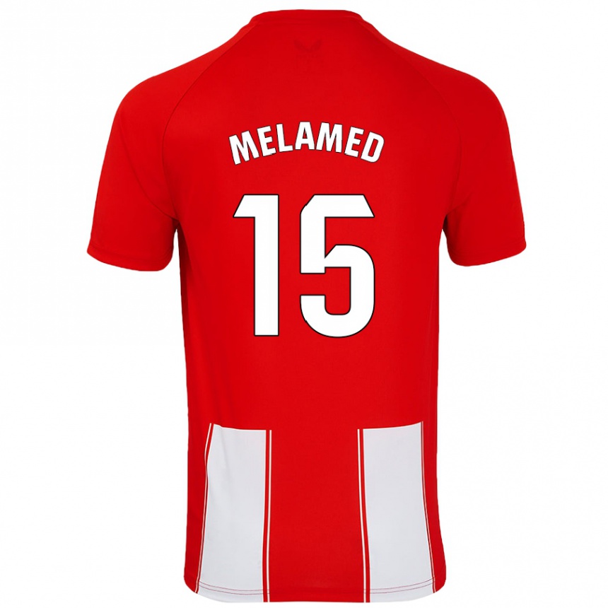 Niño Fútbol Camiseta Nico Melamed #15 Rojo Blanco 1ª Equipación 2024/25