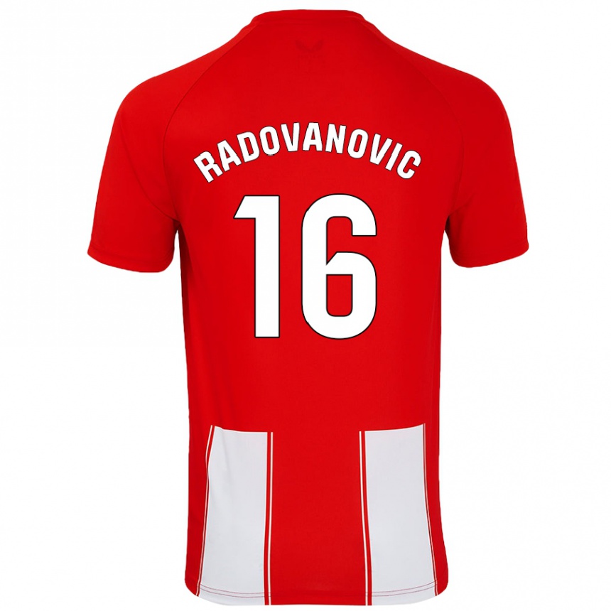 Niño Fútbol Camiseta Aleksandar Radovanovic #16 Rojo Blanco 1ª Equipación 2024/25