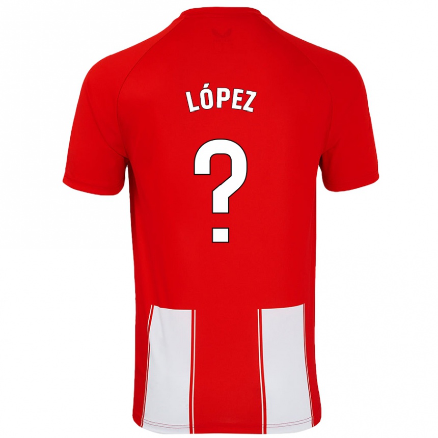 Niño Fútbol Camiseta Jesús López #0 Rojo Blanco 1ª Equipación 2024/25