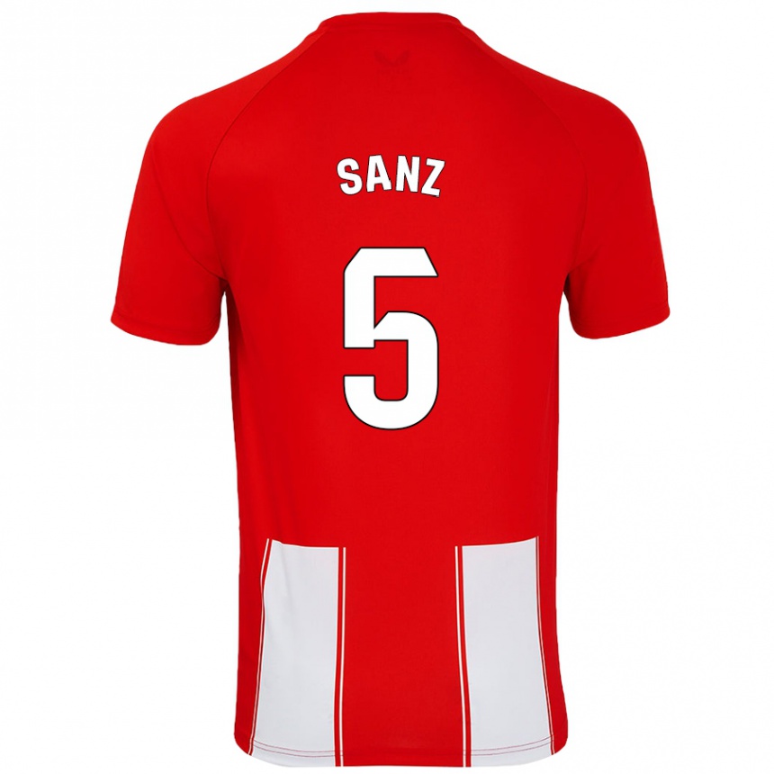 Niño Fútbol Camiseta Paco Sanz #5 Rojo Blanco 1ª Equipación 2024/25