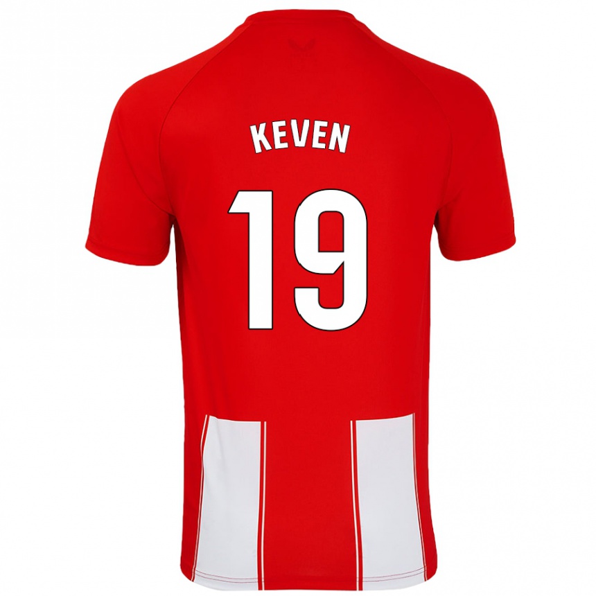 Niño Fútbol Camiseta Keven #19 Rojo Blanco 1ª Equipación 2024/25