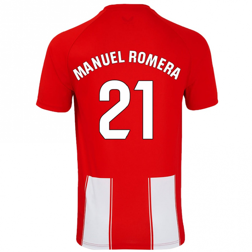 Niño Fútbol Camiseta José Manuel Romera #21 Rojo Blanco 1ª Equipación 2024/25