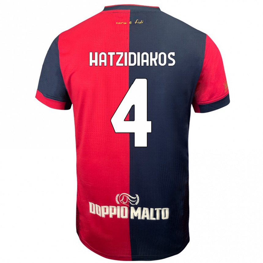 Niño Fútbol Camiseta Pantelis Hatzidiakos #4 Rojo Azul Más Oscuro 1ª Equipación 2024/25