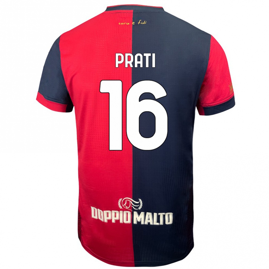 Niño Fútbol Camiseta Matteo Prati #16 Rojo Azul Más Oscuro 1ª Equipación 2024/25