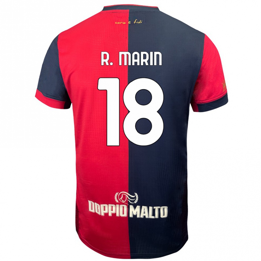 Niño Fútbol Camiseta Răzvan Marin #18 Rojo Azul Más Oscuro 1ª Equipación 2024/25