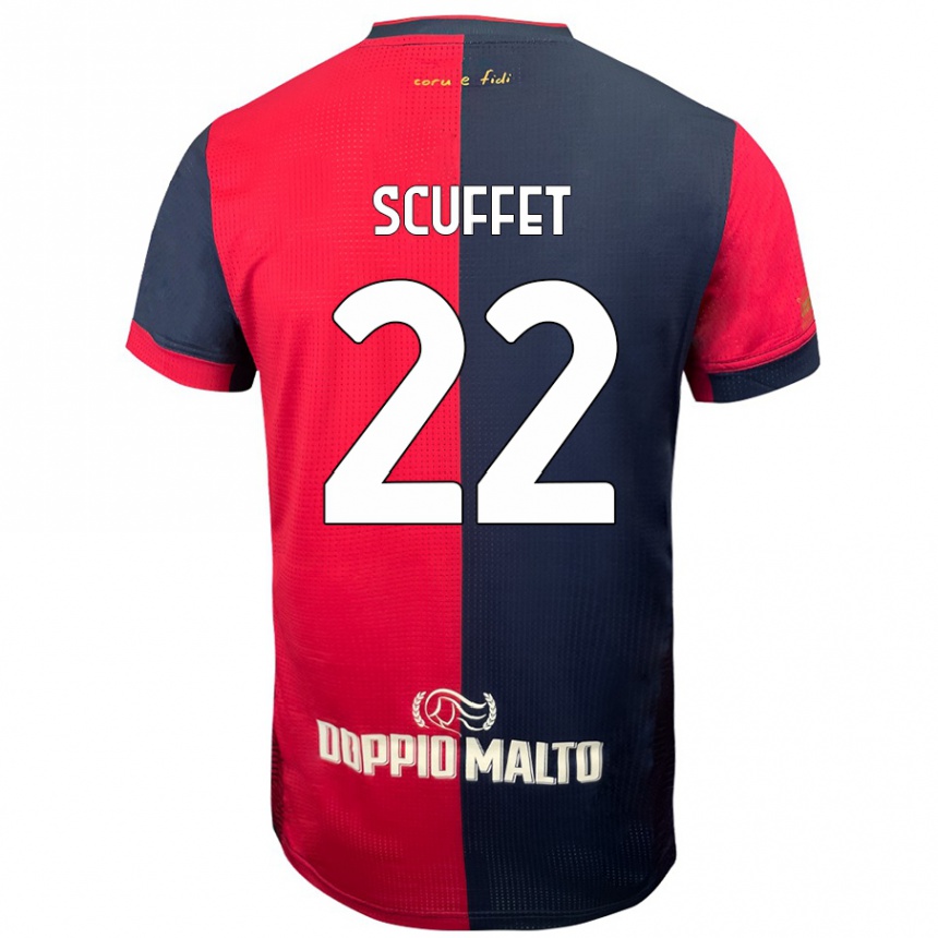 Niño Fútbol Camiseta Simone Scuffet #22 Rojo Azul Más Oscuro 1ª Equipación 2024/25