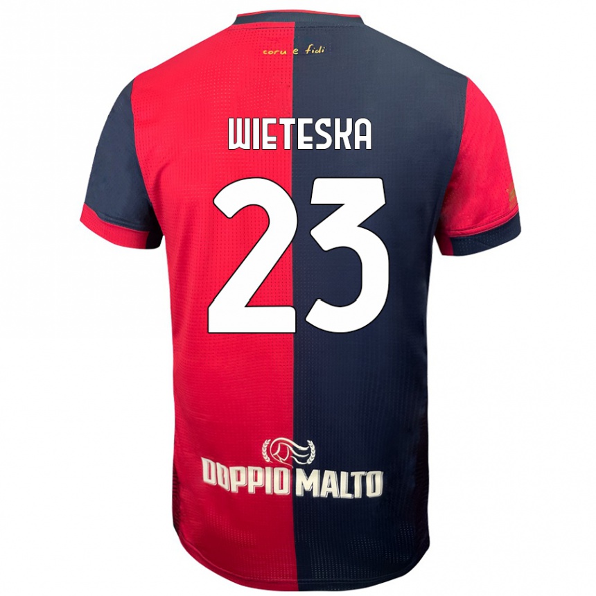 Niño Fútbol Camiseta Mateusz Wieteska #23 Rojo Azul Más Oscuro 1ª Equipación 2024/25