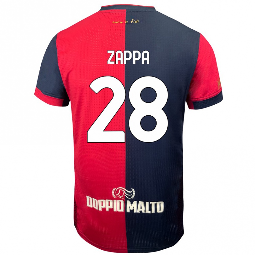 Niño Fútbol Camiseta Gabriele Zappa #28 Rojo Azul Más Oscuro 1ª Equipación 2024/25