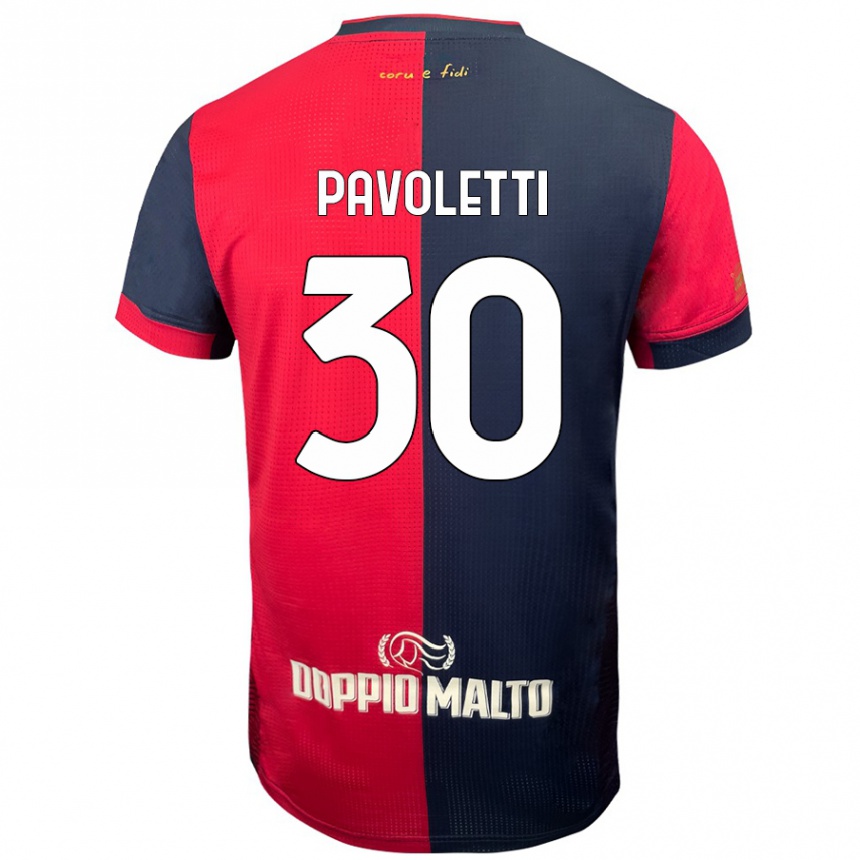 Niño Fútbol Camiseta Leonardo Pavoletti #30 Rojo Azul Más Oscuro 1ª Equipación 2024/25