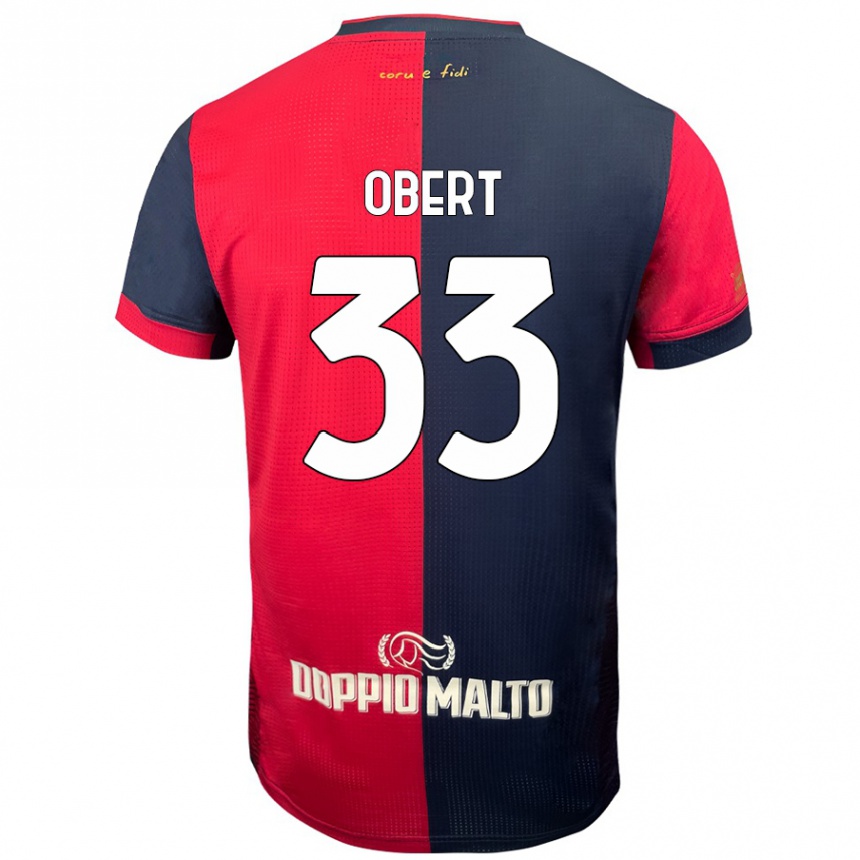 Niño Fútbol Camiseta Adam Obert #33 Rojo Azul Más Oscuro 1ª Equipación 2024/25