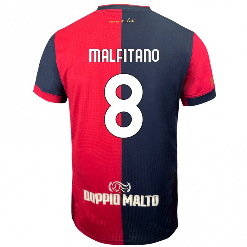 Niño Fútbol Camiseta Roberto Malfitano #8 Rojo Azul Más Oscuro 1ª Equipación 2024/25