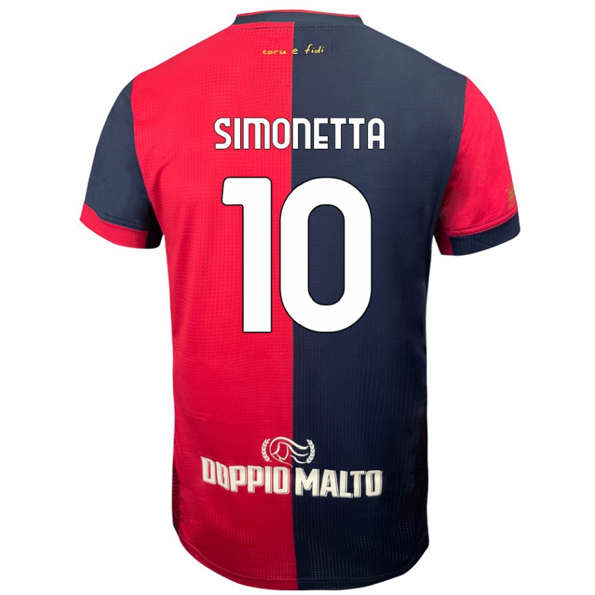 Niño Fútbol Camiseta Jacopo Simonetta #10 Rojo Azul Más Oscuro 1ª Equipación 2024/25