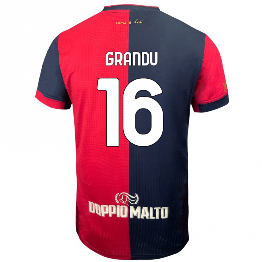 Niño Fútbol Camiseta Nicola Grandu #16 Rojo Azul Más Oscuro 1ª Equipación 2024/25