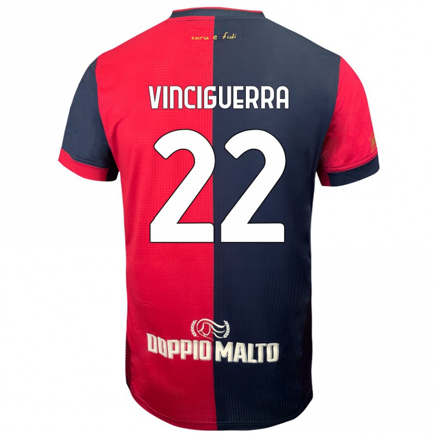 Niño Fútbol Camiseta Alessandro Vinciguerra #22 Rojo Azul Más Oscuro 1ª Equipación 2024/25