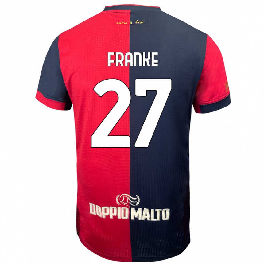 Niño Fútbol Camiseta Antoni Franke #27 Rojo Azul Más Oscuro 1ª Equipación 2024/25