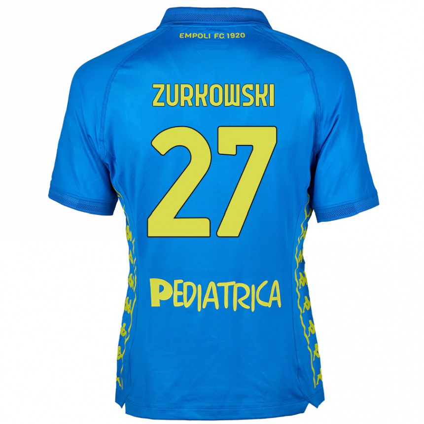 Niño Fútbol Camiseta Szymon Żurkowski #27 Azul 1ª Equipación 2024/25