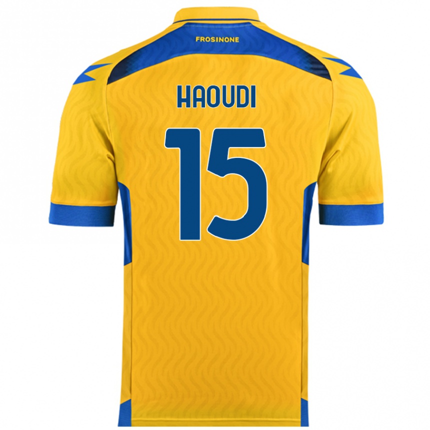 Niño Fútbol Camiseta Hamza Haoudi #15 Amarillo 1ª Equipación 2024/25