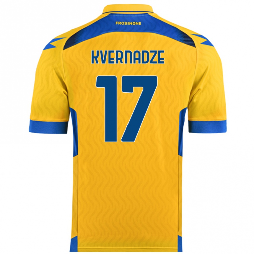 Niño Fútbol Camiseta Giorgi Kvernadze #17 Amarillo 1ª Equipación 2024/25