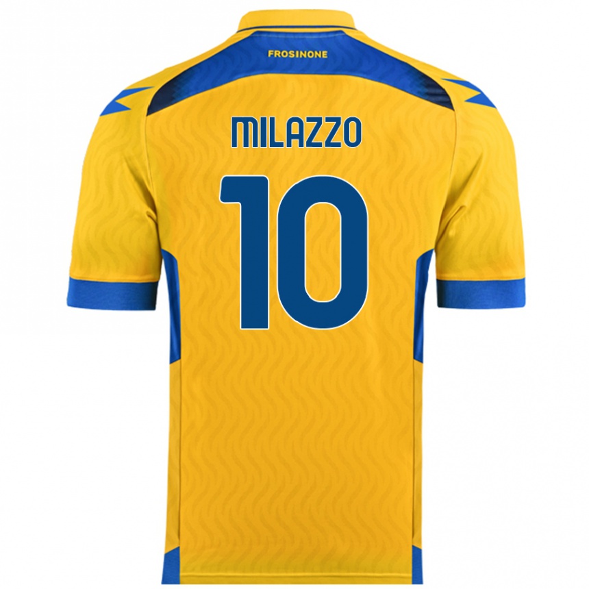 Niño Fútbol Camiseta Simone Milazzo #10 Amarillo 1ª Equipación 2024/25