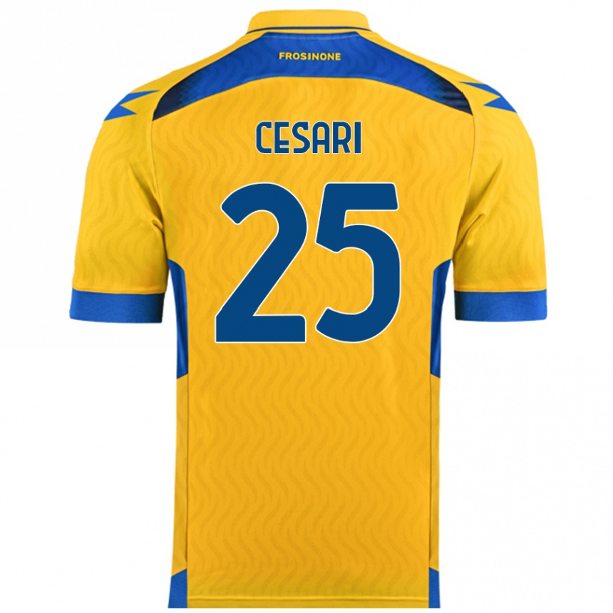 Niño Fútbol Camiseta Nicolò Cesari #25 Amarillo 1ª Equipación 2024/25