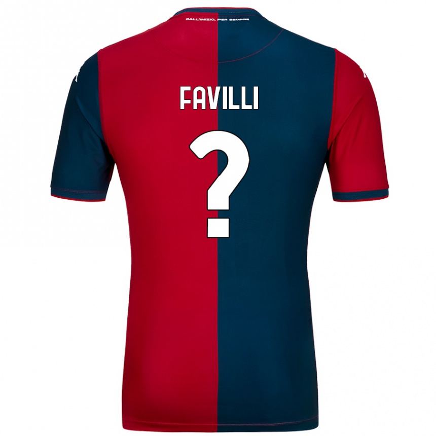 Niño Fútbol Camiseta Andrea Favilli #0 Rojo Azul Oscuro 1ª Equipación 2024/25