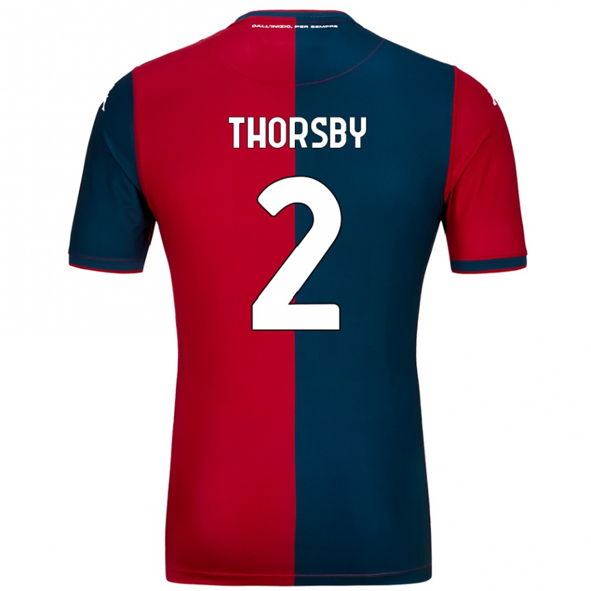 Niño Fútbol Camiseta Morten Thorsby #2 Rojo Azul Oscuro 1ª Equipación 2024/25