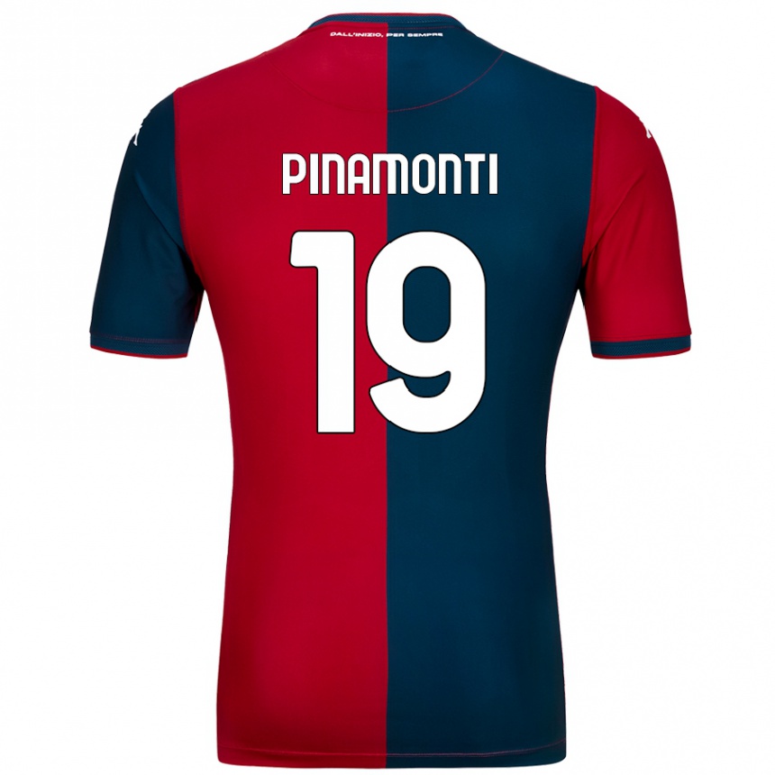 Niño Fútbol Camiseta Andrea Pinamonti #19 Rojo Azul Oscuro 1ª Equipación 2024/25