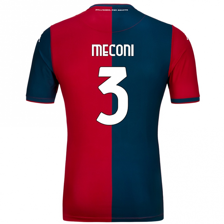 Niño Fútbol Camiseta Edoardo Meconi #3 Rojo Azul Oscuro 1ª Equipación 2024/25