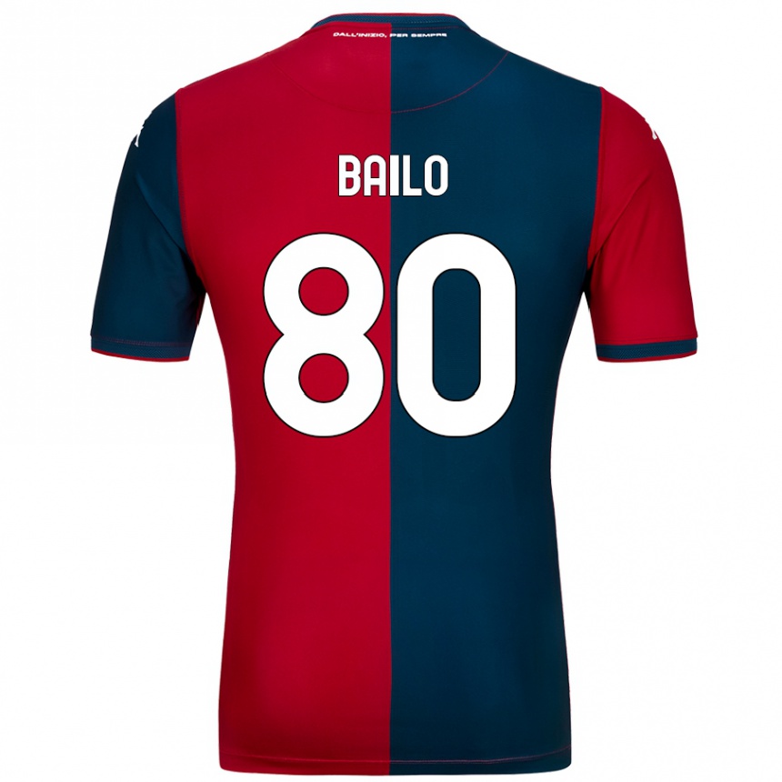 Niño Fútbol Camiseta Giorgio Bailo #80 Rojo Azul Oscuro 1ª Equipación 2024/25