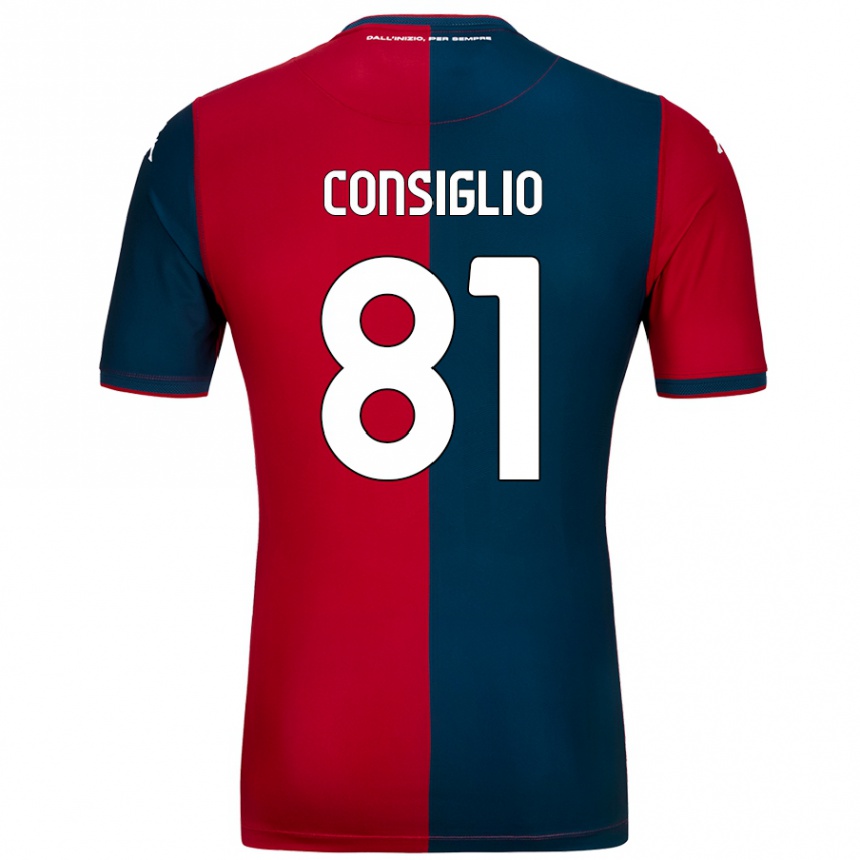 Niño Fútbol Camiseta Leonardo Consiglio #81 Rojo Azul Oscuro 1ª Equipación 2024/25