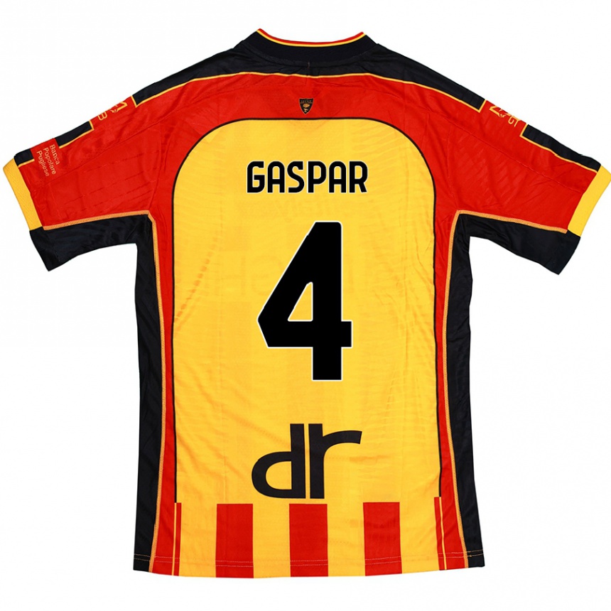 Niño Fútbol Camiseta Kialonda Gaspar #4 Amarillo Rojo 1ª Equipación 2024/25