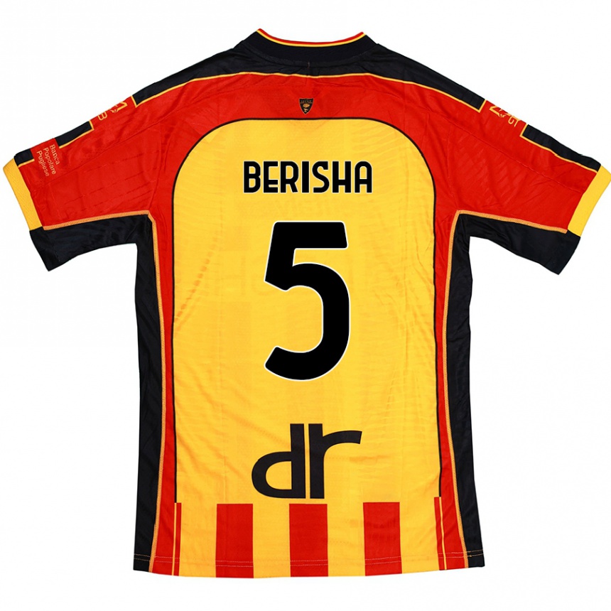 Niño Fútbol Camiseta Medon Berisha #5 Amarillo Rojo 1ª Equipación 2024/25