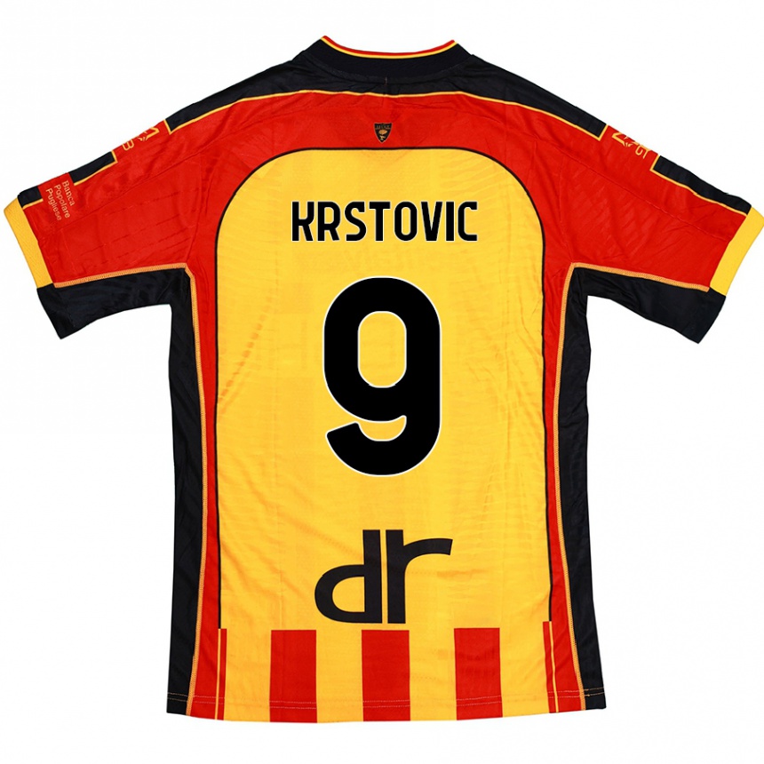 Niño Fútbol Camiseta Nikola Krstovic #9 Amarillo Rojo 1ª Equipación 2024/25