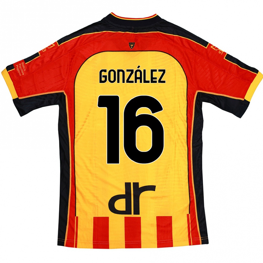 Niño Fútbol Camiseta Joan González #16 Amarillo Rojo 1ª Equipación 2024/25