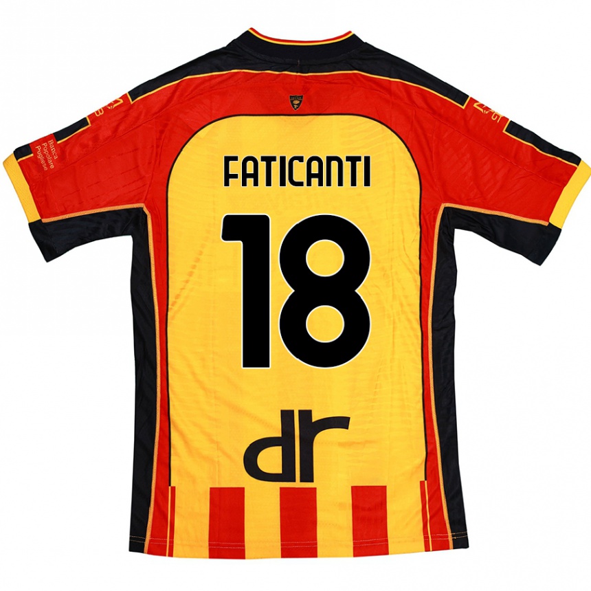 Niño Fútbol Camiseta Giacomo Faticanti #18 Amarillo Rojo 1ª Equipación 2024/25