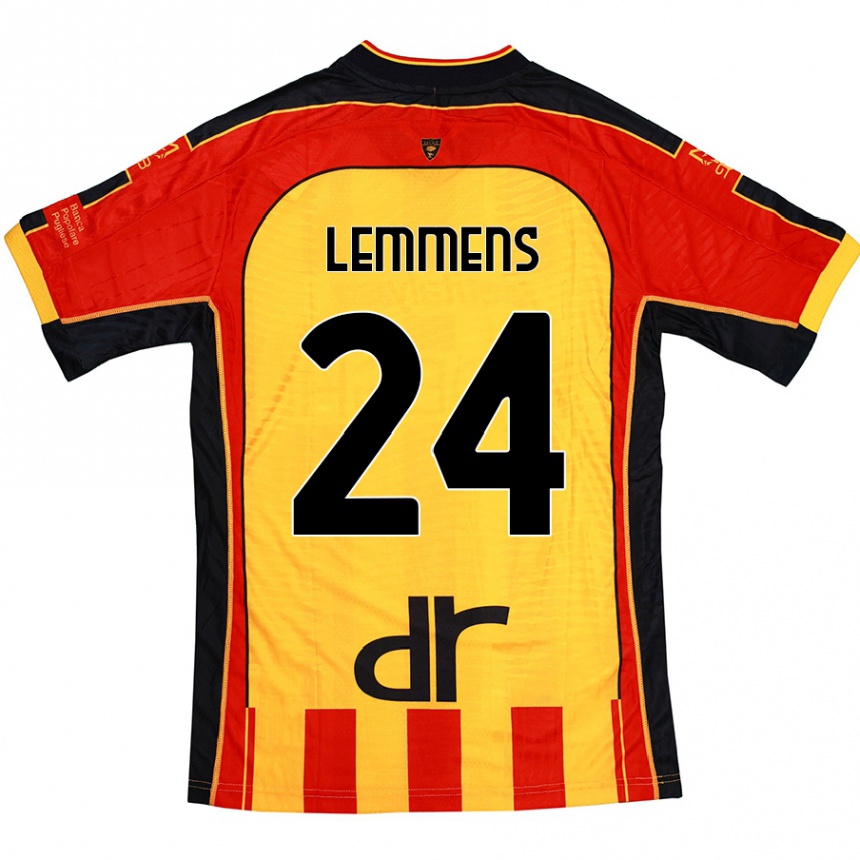 Niño Fútbol Camiseta Mats Lemmens #24 Amarillo Rojo 1ª Equipación 2024/25