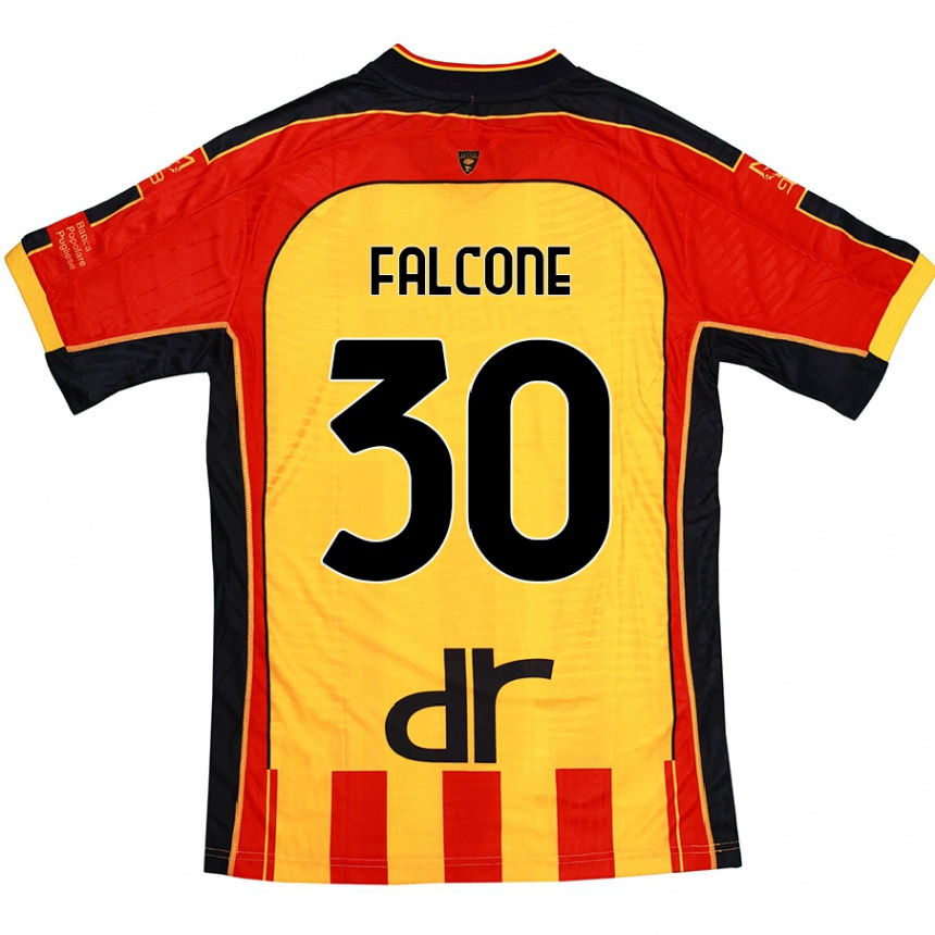 Niño Fútbol Camiseta Wladimiro Falcone #30 Amarillo Rojo 1ª Equipación 2024/25