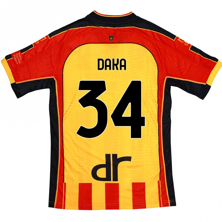 Niño Fútbol Camiseta Dario Daka #34 Amarillo Rojo 1ª Equipación 2024/25