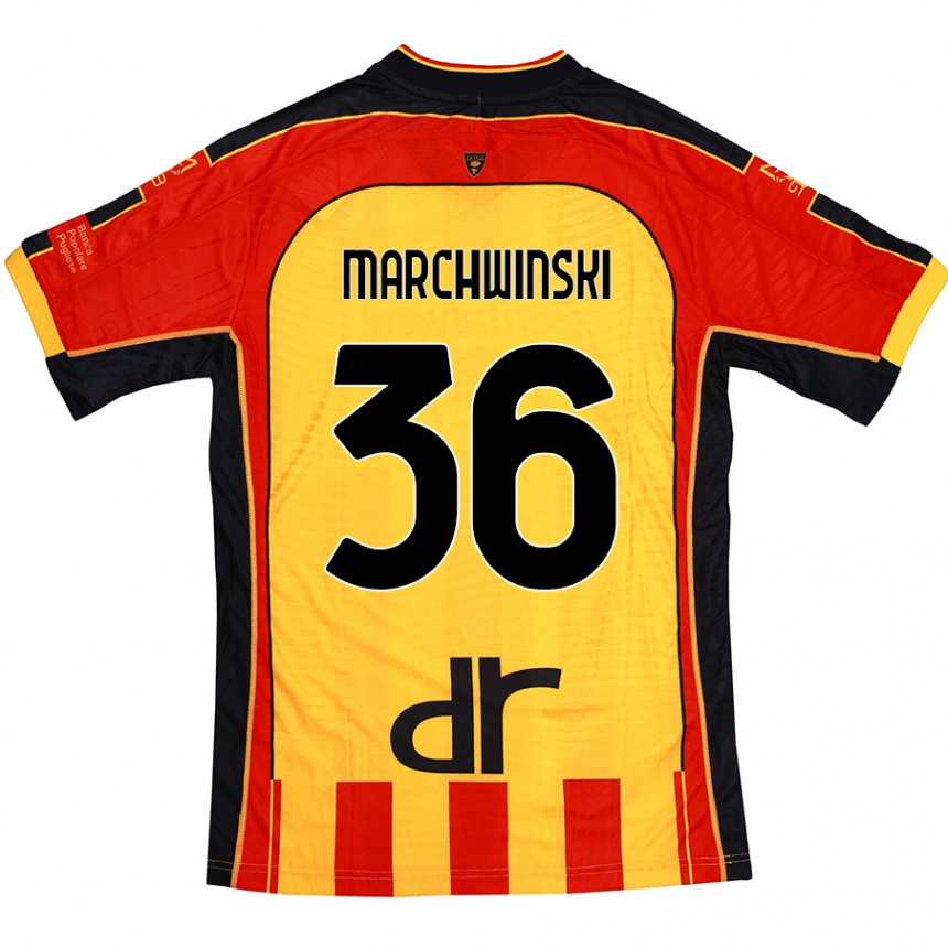 Niño Fútbol Camiseta Filip Marchwinski #36 Amarillo Rojo 1ª Equipación 2024/25