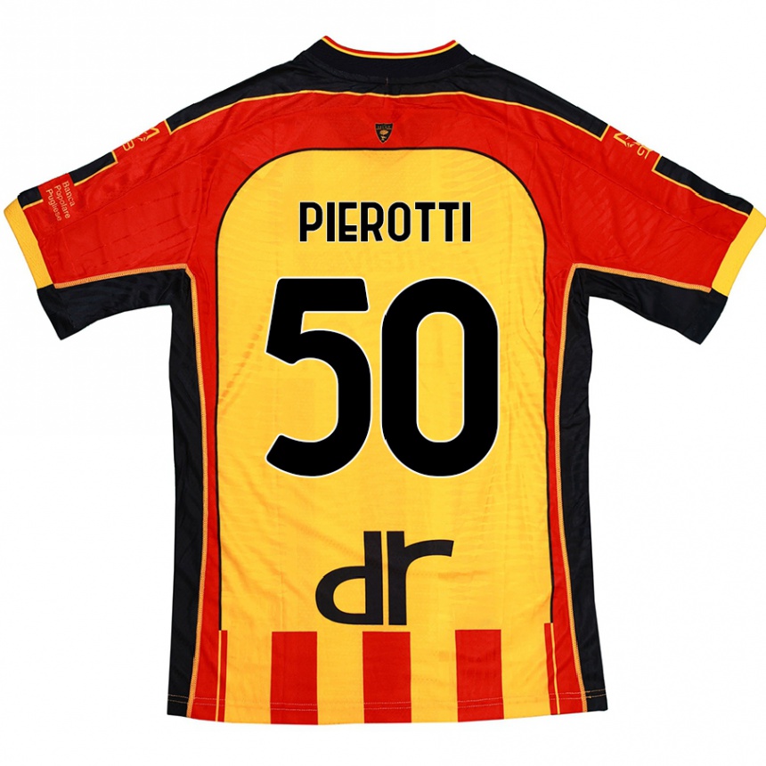 Niño Fútbol Camiseta Santiago Pierotti #50 Amarillo Rojo 1ª Equipación 2024/25